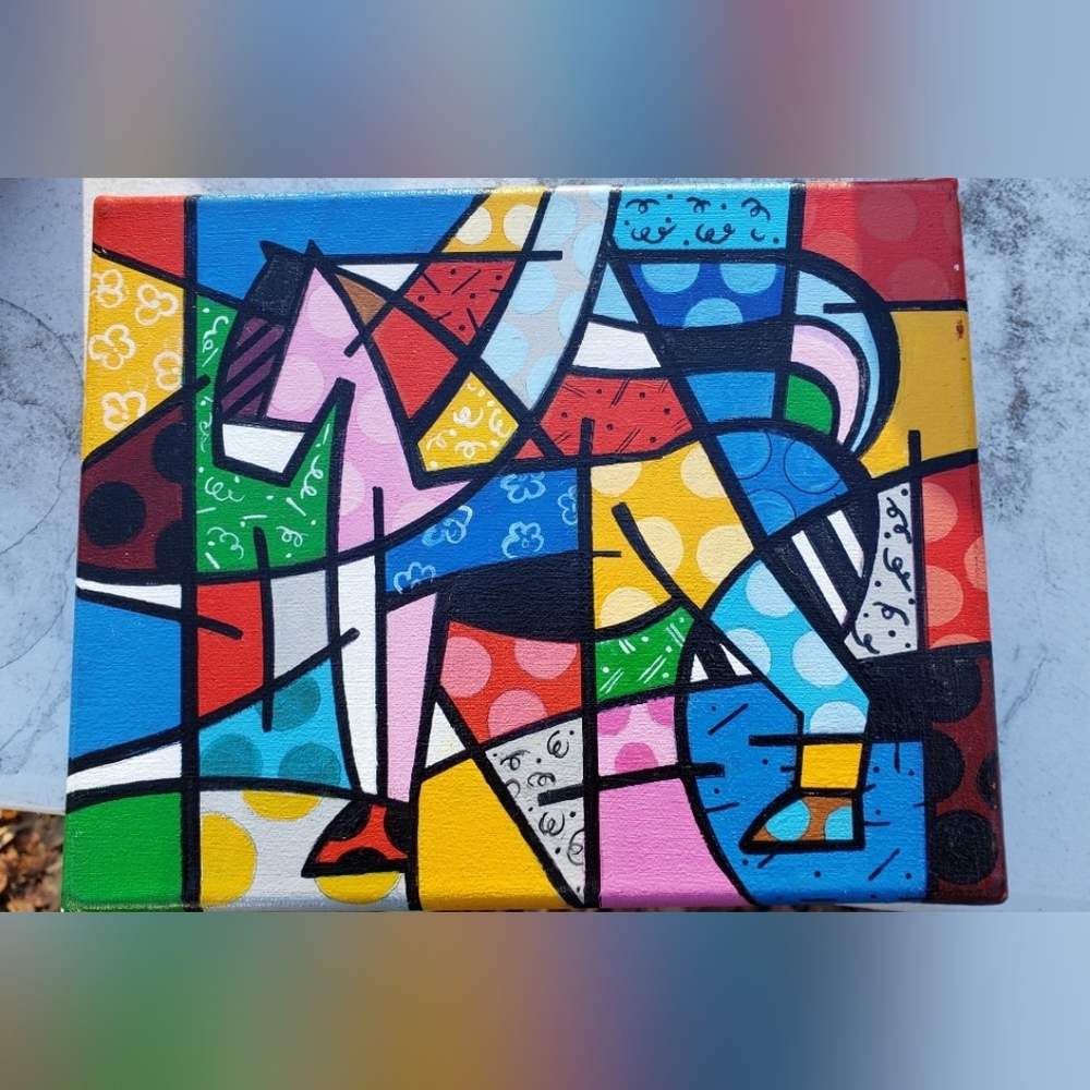 Source Unknown Vibrant Abstract Horse Painting